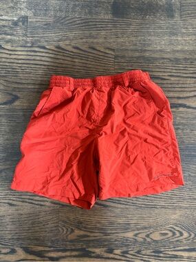 Columbia Red Mesh-Lined Athletic Shorts